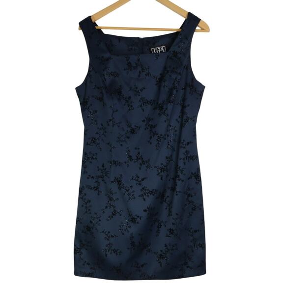 Vintage City Triangle Whimsigoth Satin Glitter Floral Mini Dress Goth Glam Party - Picture 10 of 15